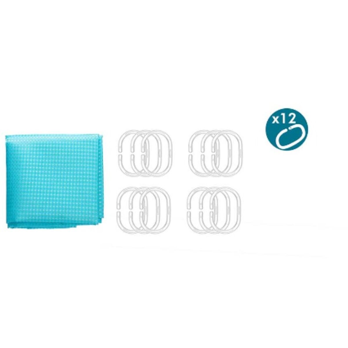 Shower Curtain Berilo Blue Polyester 180 x 180 cm 30 x 5 x 19 cm Points (12 Units)